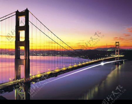 美丽的旧金山大桥夜景图片