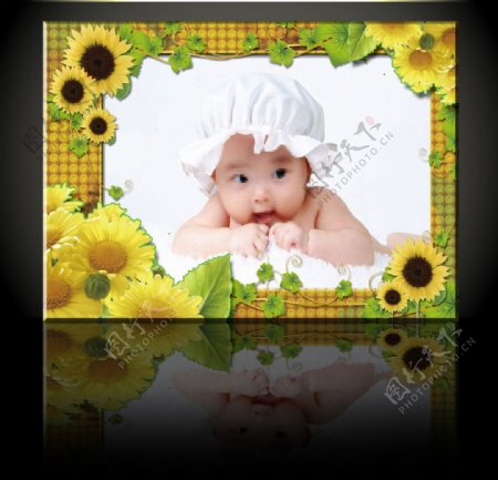 金色向日葵儿童相框图片