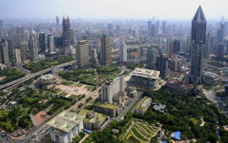 上海市中心人民广场俯瞰图片
