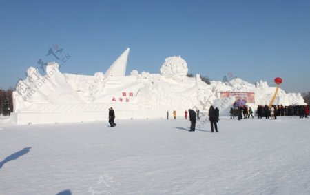 太阳岛雪雕全景图片