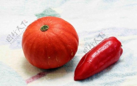 南瓜红辣椒图片