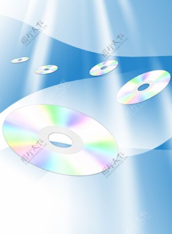 cd碟片飞翔蓝色背景图片