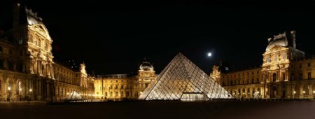 巴黎卢浮宫广场夜景图片