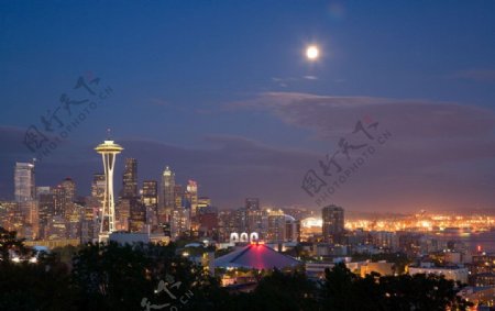 西雅图夜景图片