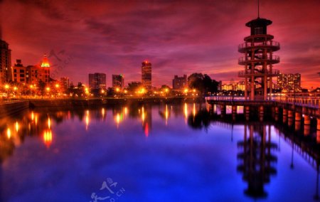 新加坡新加坡河黄昏图片