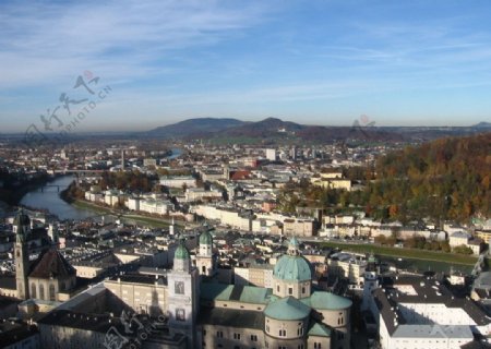 奥地利萨尔茨堡鸟瞰图片