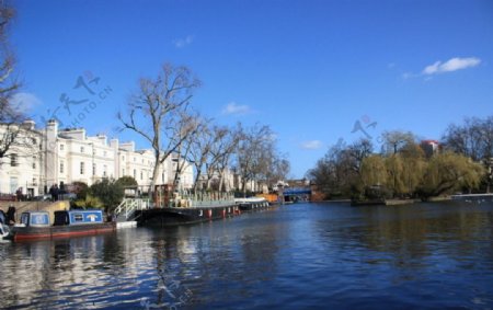 伦敦运河两岸景色图片