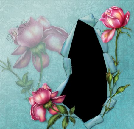 玫瑰花花朵相框背景设计图片