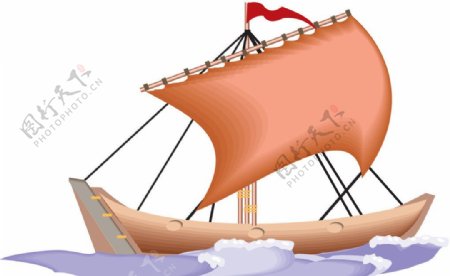 大海中航行的帆船图片