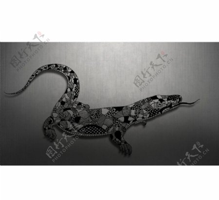 ps黑白装饰插画蜥蜴图片
