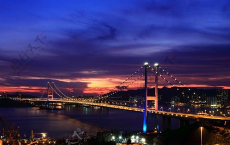 青马大桥日落图片