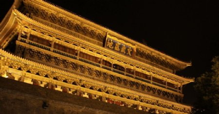西安鼓楼夜景图片