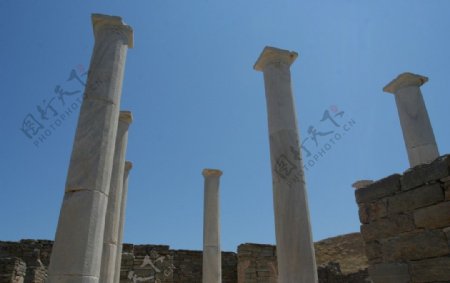 希腊提洛岛大理石柱图片