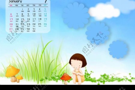 2008年韩国插画版儿童台历模板图片
