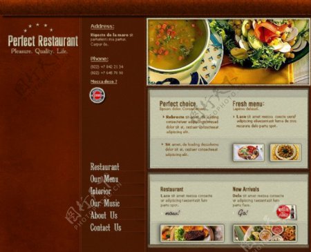 美食餐厅棕色背景网页模版宴席图片