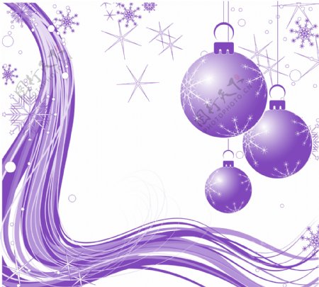 紫色圣诞彩球图片