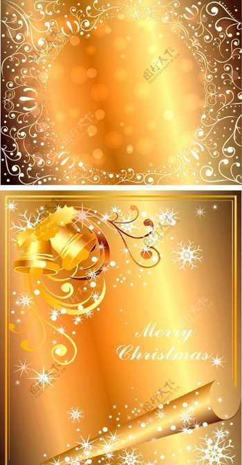 金色花纹梦幻圣诞背景图片