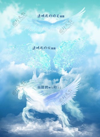 漂亮的神马浮云和水翅膀图片