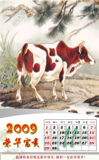 2009牛年挂历全套11月份图片