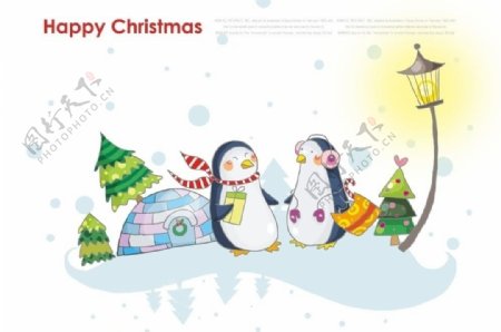 小企鹅庆祝圣诞节图片