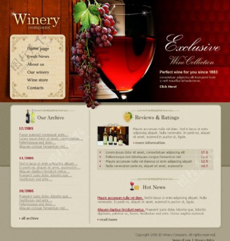 清醇的葡萄酒网站界面欧美网页模板2news图片
