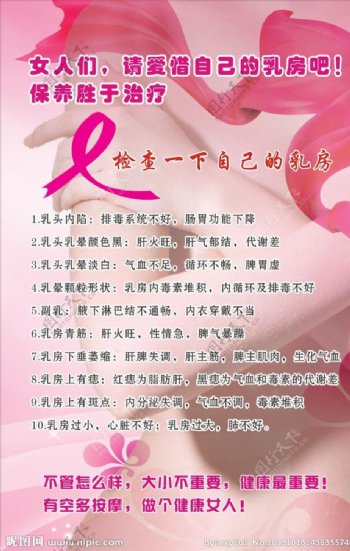 粉红丝带乳房保养图片