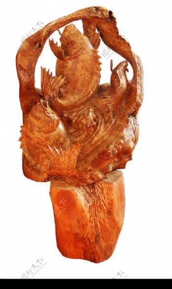 黄杨木雕鱼图片