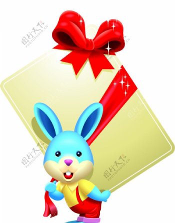 背卡片的兔子图片