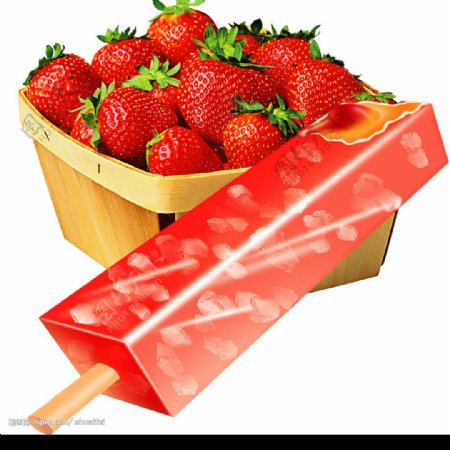 草莓冰棒图片