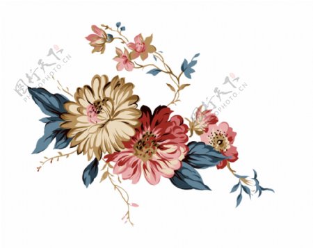 古典花素材透明背景图片