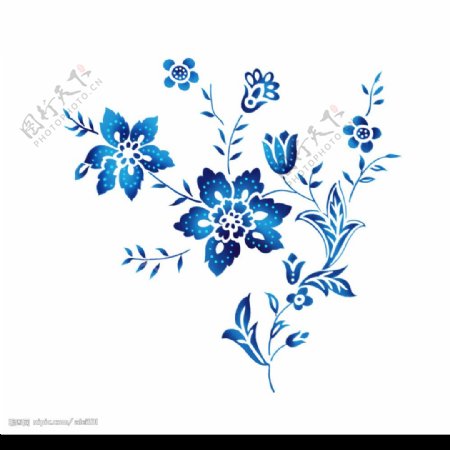 手绘蓝色花卉图片