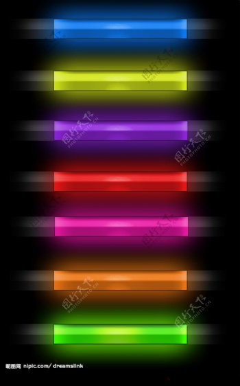 7种颜色的高光质感按钮图片