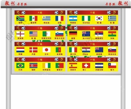 2010南非世界杯32强国家国旗图片