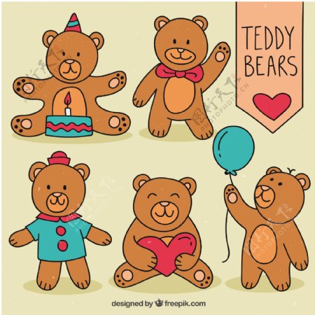 手绘可爱的泰迪熊