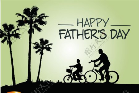 父亲和孩子骑自行车