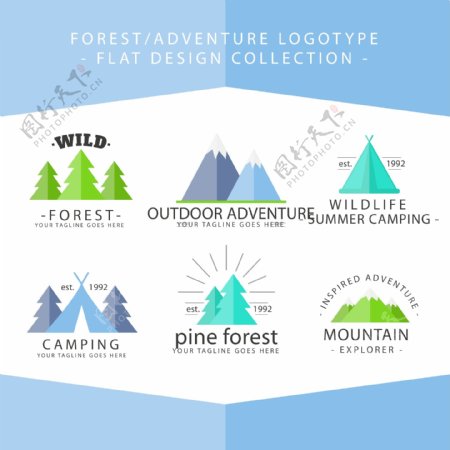 6款扁平化森林与野外探险标志