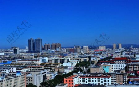 庆阳高楼俯瞰城市蓝色城市