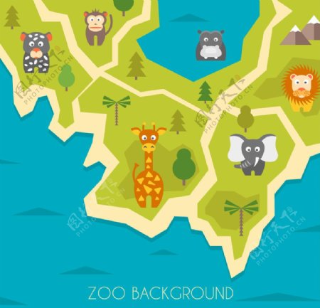 彩色动物园背景