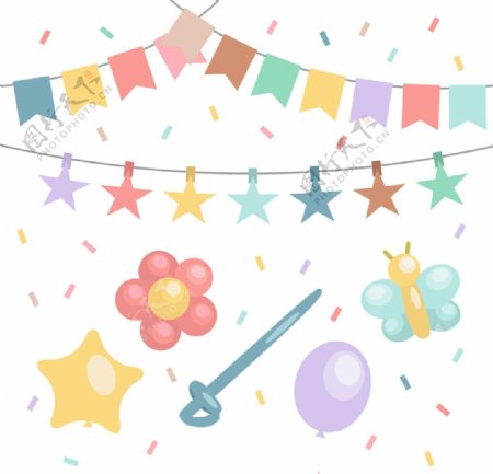 生日装饰气球和花环