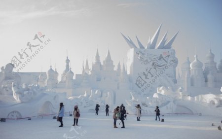 高清大型雪雕城堡