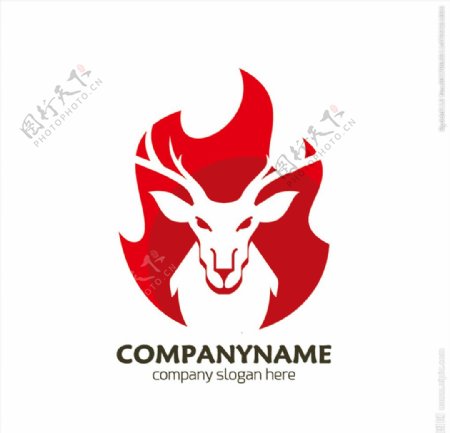 红色抽象羚羊logo矢量素材