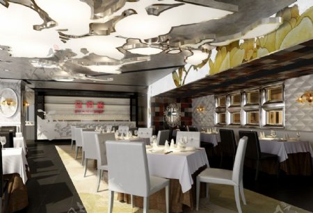 豆捞店餐厅3D效果图模型