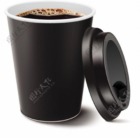黑色纸杯里的咖啡矢量