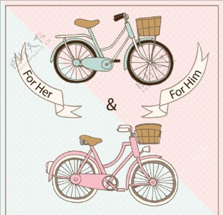 两款手绘自行车插图