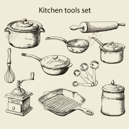 手绘厨房工具套装