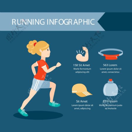 卡通女子跑步信息图表