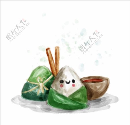 水彩卡通端午节粽子背景