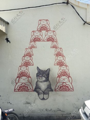 槟城壁画猫