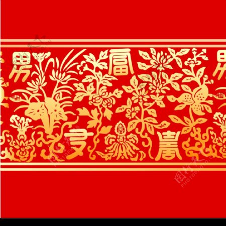 中国古典富贵花纹图案矢量素材