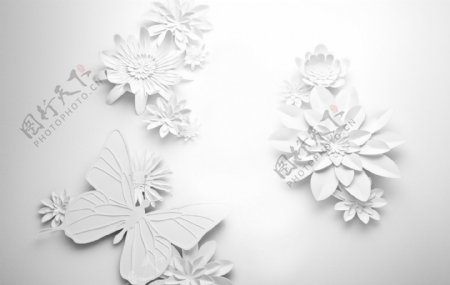 白色纸艺雕花素材